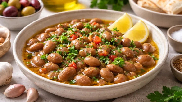 Фото блюда: Фуль медамес тушеные бобы с оливковым маслом