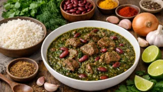 Фото рецепта: Ароматный горме сабзи с говядиной и зеленью