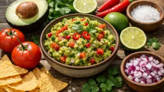 Фото рецепта: Гуакамоле острый с перцем чили и соком лайма с ярким вкусом