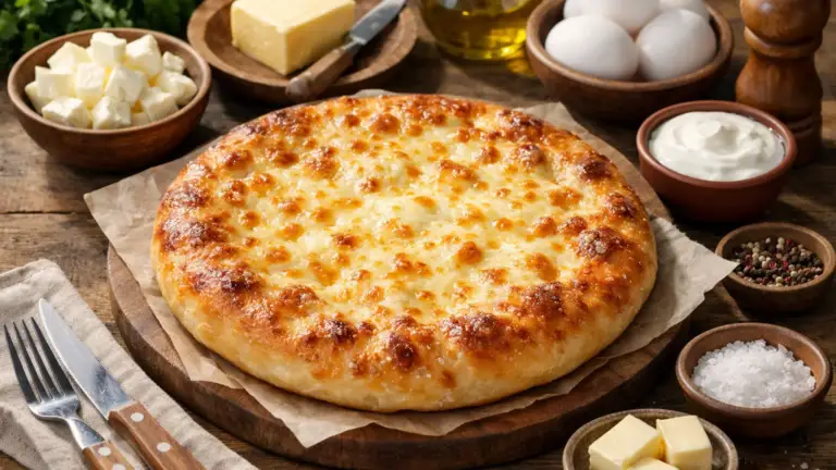 Фото блюда: Хачапури по-мегрельски с сыром сулугуни пышный и сырный