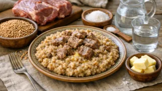 Фото рецепта: Харис пшеничная каша с говядиной томленая до кремовой текстуры