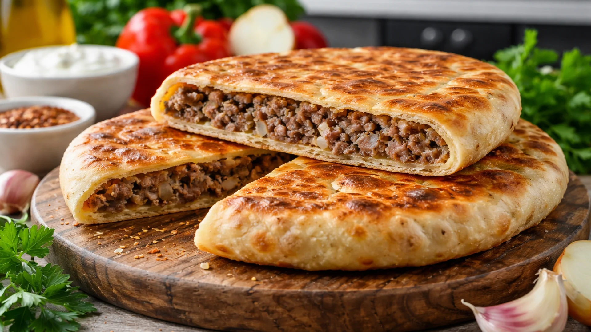 Фото блюда: Хавоши лепешка с мясной начинкой