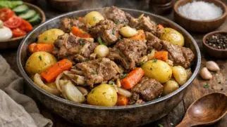 Фото рецепта: Хорхог тушеная баранина с овощами насыщенное монгольское блюдо