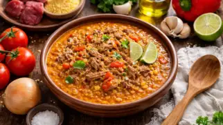 Фото рецепта: Индьо вьехо рагу из мяса и кукурузной муки по никарагуанскому рецепту