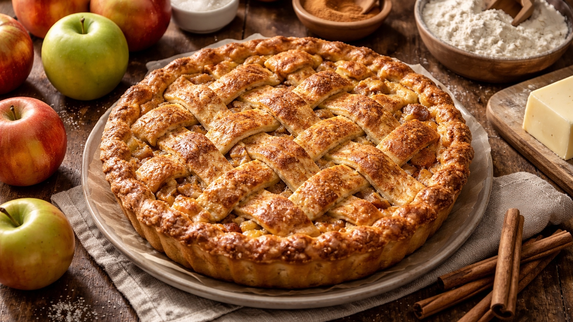 Фото блюда: Ирландский яблочный пирог с корицей и мягкой ароматной начинкой