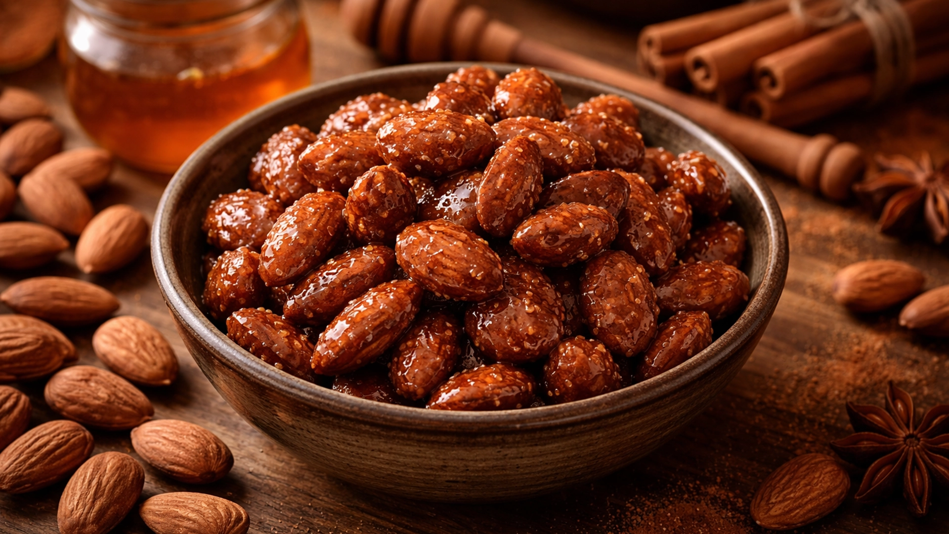 Фото блюда: Миндаль карамелизированный с медом и корицей, сладкий и ароматный