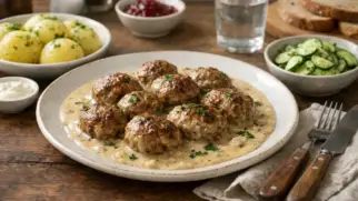 Фото рецепта: Кьётткакер мясные котлеты с соусом по норвежскому рецепту