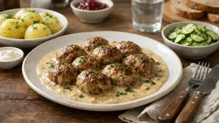 Фото блюда: Кьётткакер мясные котлеты с соусом по норвежскому рецепту