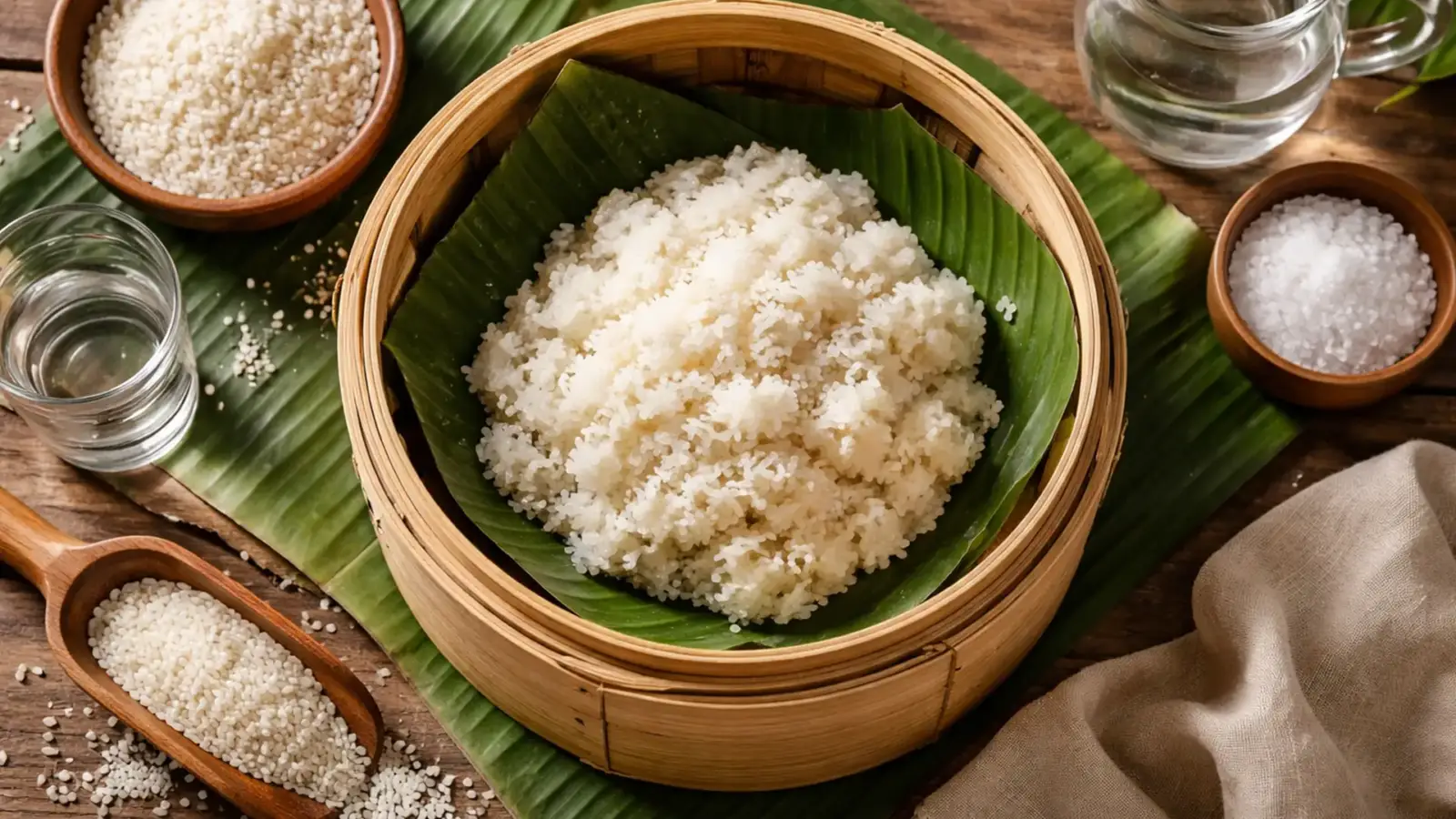 Фото блюда: Кхао нияо липкий рис на пару с мягкой текстурой, рецепт с фото