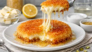 Фото рецепта: Кнафе десерт с сыром и сиропом