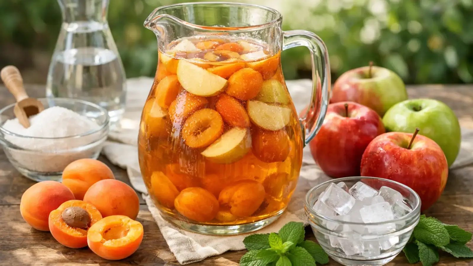 Фото блюда: Компот из абрикосов и яблок ароматный домашний напиток, рецепт с фото