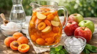 Фото рецепта: Компот из абрикосов и яблок ароматный домашний напиток