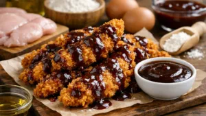 Фото блюда: Куриные стрипсы с соусом барбекю с насыщенным копченым вкусом