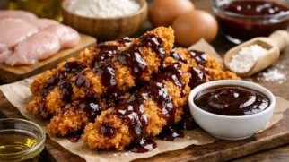 Фото рецепта: Куриные стрипсы с соусом барбекю с насыщенным копченым вкусом