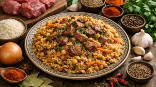 Фото рецепта: Ливийский рис с мясом и специями ароматное блюдо