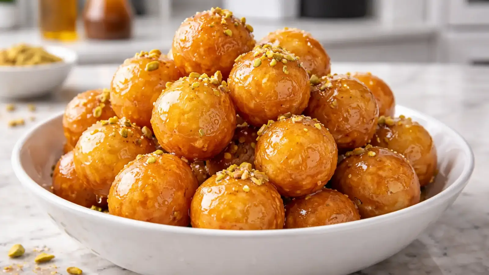 Фото блюда: Лукумат жареные шарики с сиропом, рецепт с фото