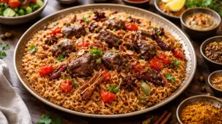 Фото рецепта: Мачбус рис с мясом и пряностями по оманскому рецепту