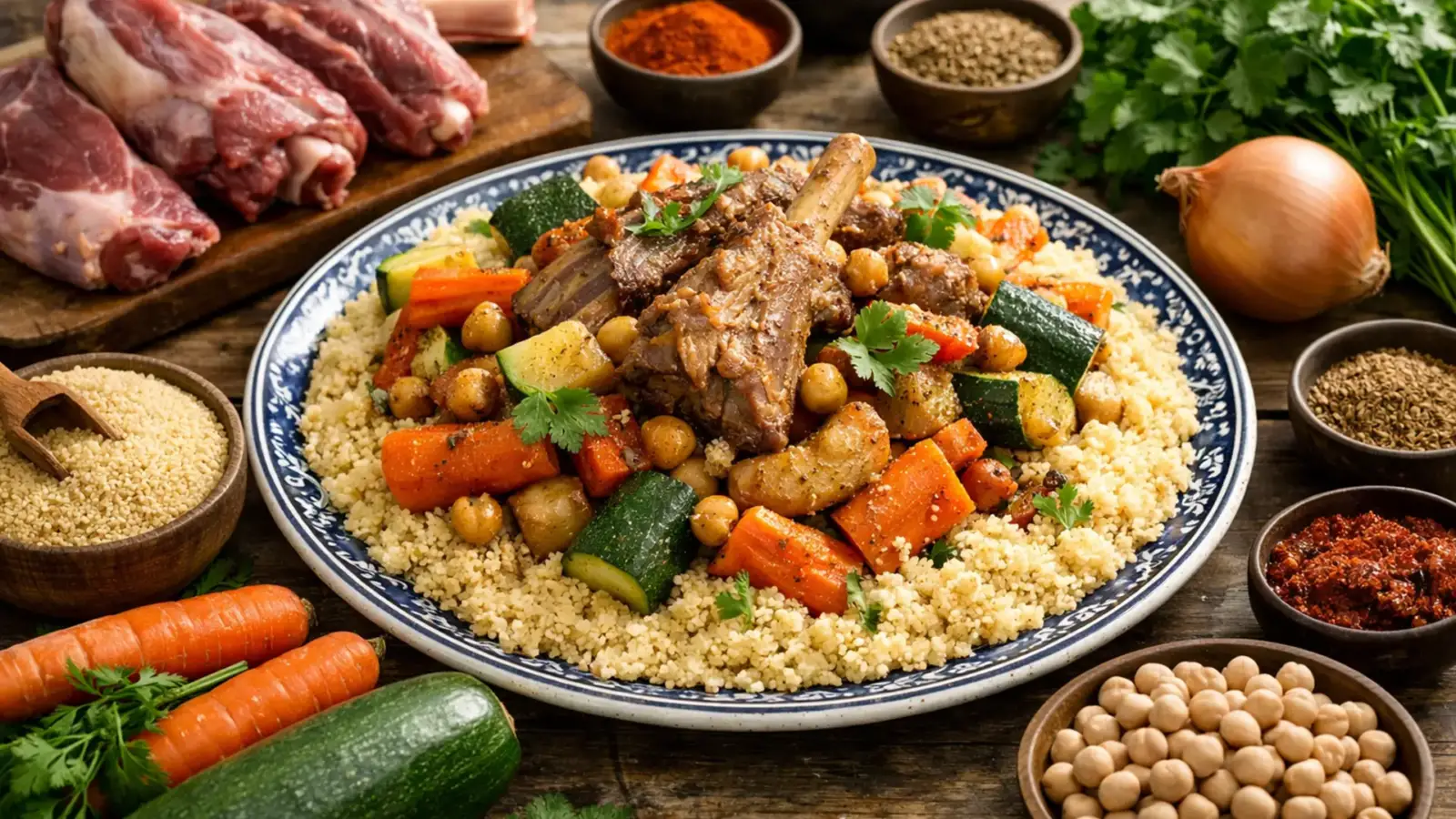 Фото блюда: Марокканский кускус с овощами и бараниной насыщенное блюдо, рецепт с фото