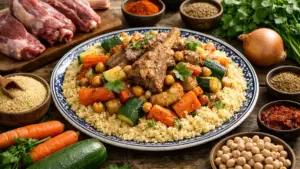 Фото блюда: Марокканский кускус с овощами и бараниной насыщенное блюдо