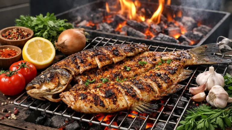 Фото блюда: Сочный масгуф из карпа на углях