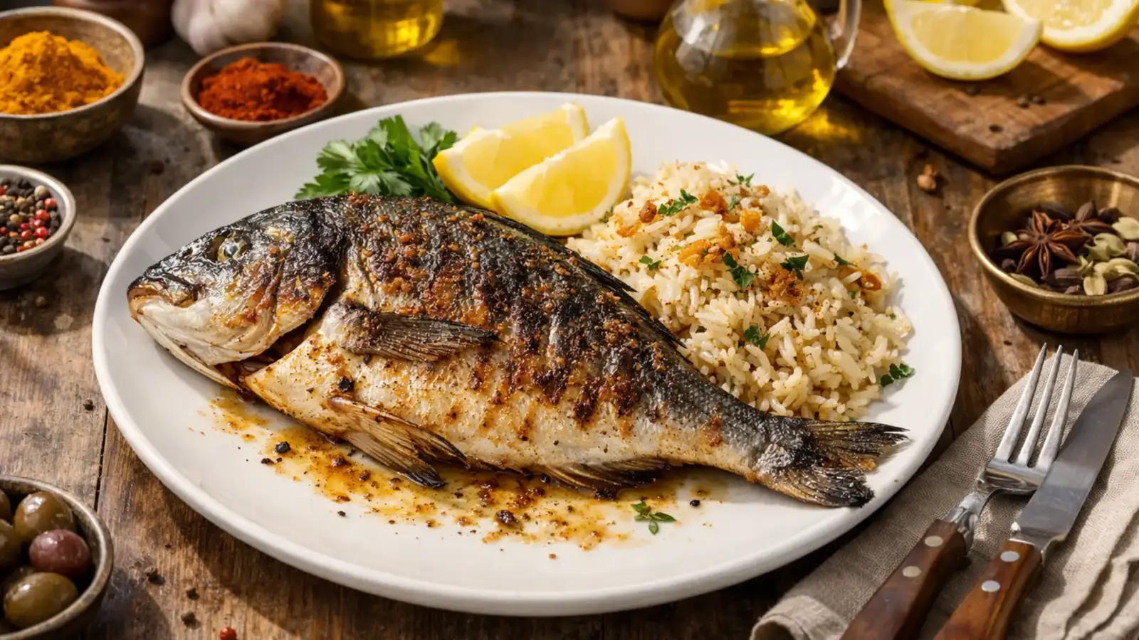 Фото блюда: Машуай жареная рыба с рисом по оманскому рецепту, рецепт с фото