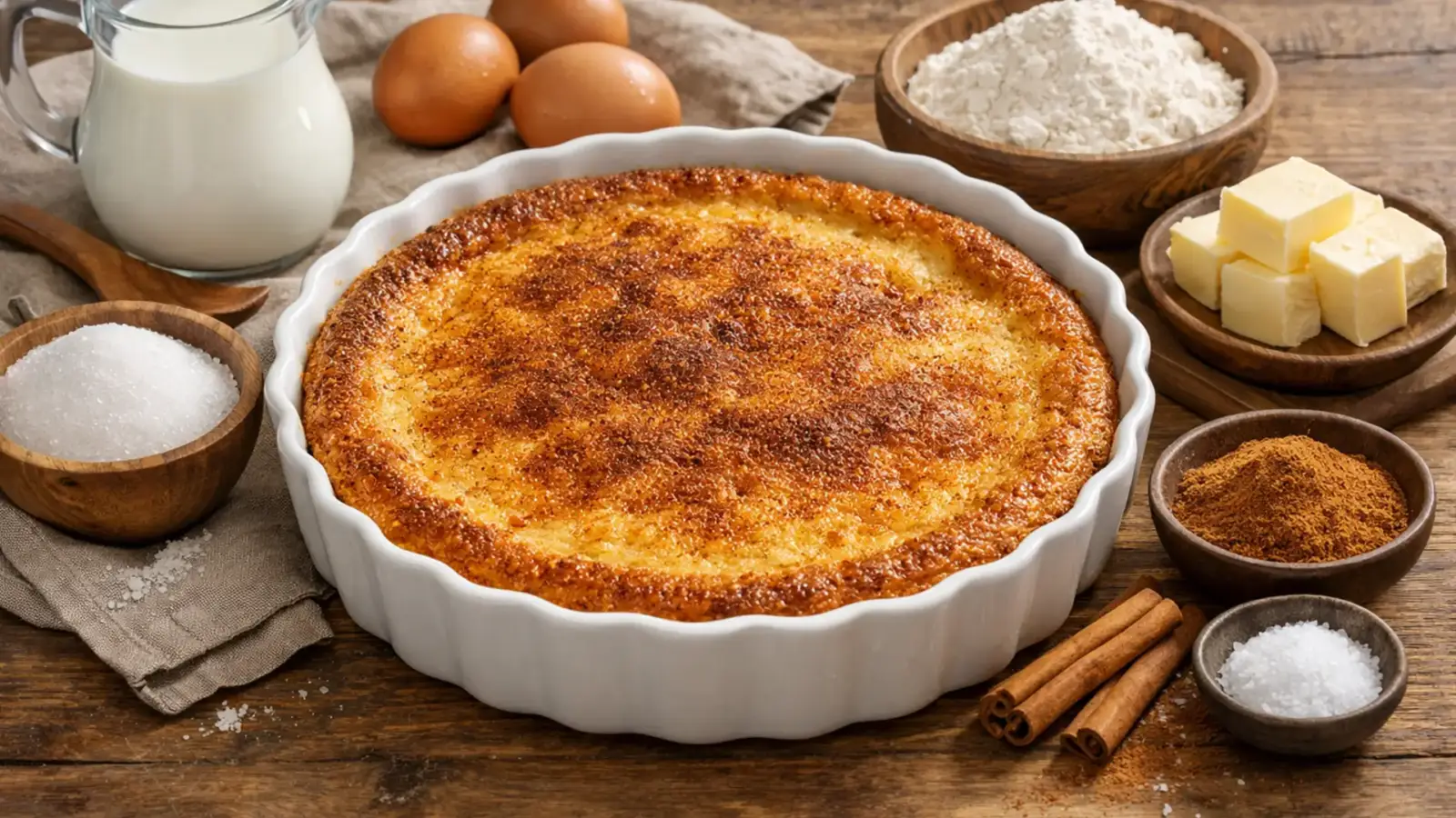 Фото блюда: Мелктерт молочный пирог с корицей с нежной кремовой текстурой, рецепт с фото