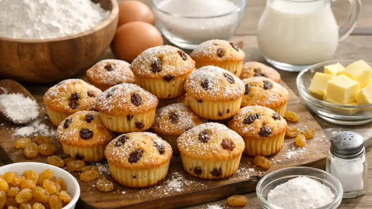 Фото блюда: Мини кексы с изюмом пышные и мягкие для полдника