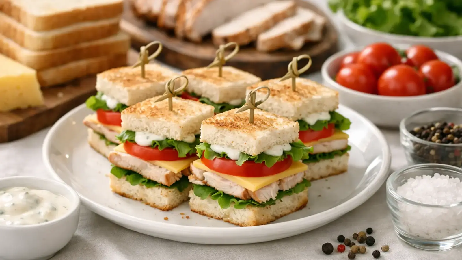 Фото блюда: Мини сэндвич с индейкой и сыром для второго завтрака, рецепт с фото