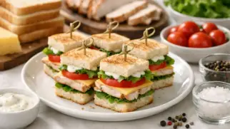 Фото рецепта: Мини сэндвич с индейкой и сыром для второго завтрака
