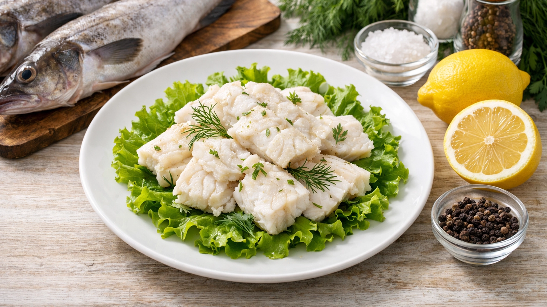 Фото блюда: Минтай на пару с лимоном и зеленью для нежной текстуры