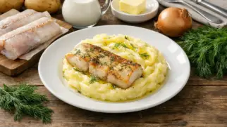 Фото рецепта: Минтай с картофельным пюре нежный домашний вариант