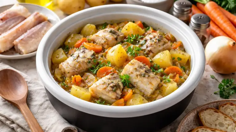 Фото блюда: Минтай с картошкой в мультиварке с мягкой текстурой и насыщенным вкусом