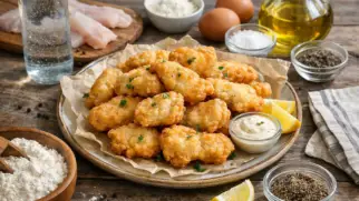 Фото рецепта: Минтай в кляре на минеральной воде с воздушной корочкой