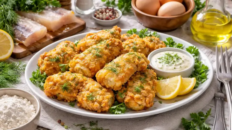 Фото блюда: Минтай в кляре с зеленью и ароматной хрустящей корочкой