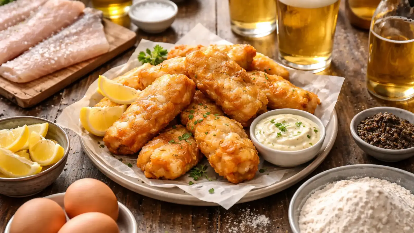 Фото блюда: Минтай в пивном кляре с воздушной корочкой на сковороде, рецепт с фото