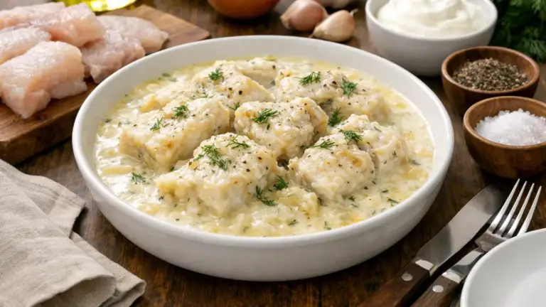 Фото блюда: Минтай в сметанном соусе в мультиварке с нежной текстурой