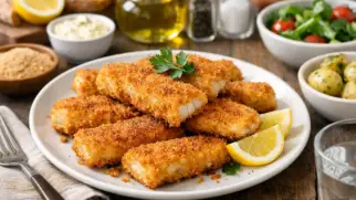 Фото рецепта: Минтай жареный в панировочных сухарях с хрустящей корочкой
