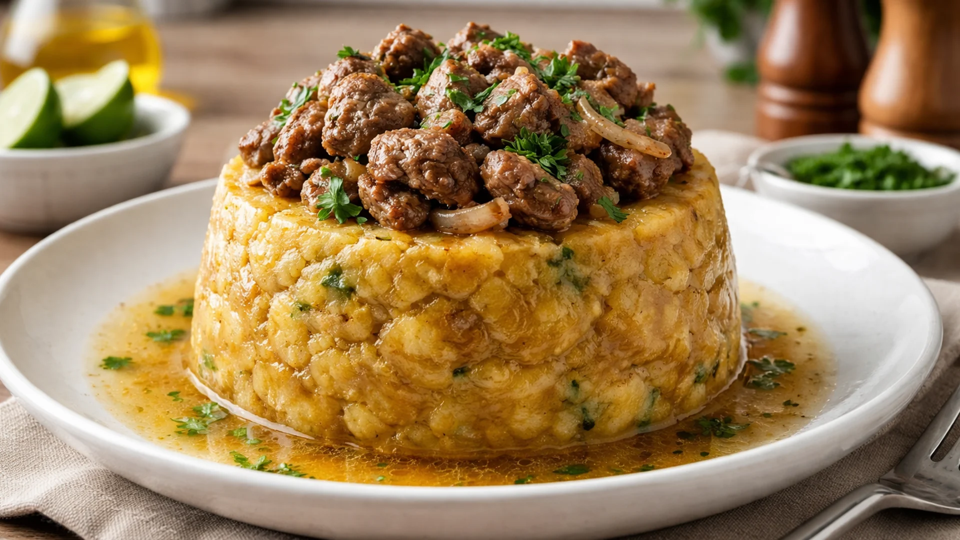 Фото блюда: Мофонго из жареных бананов с мясом