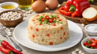 Фото рецепта: Моимои пудинг из фасоли на пару по нигерийскому рецепту