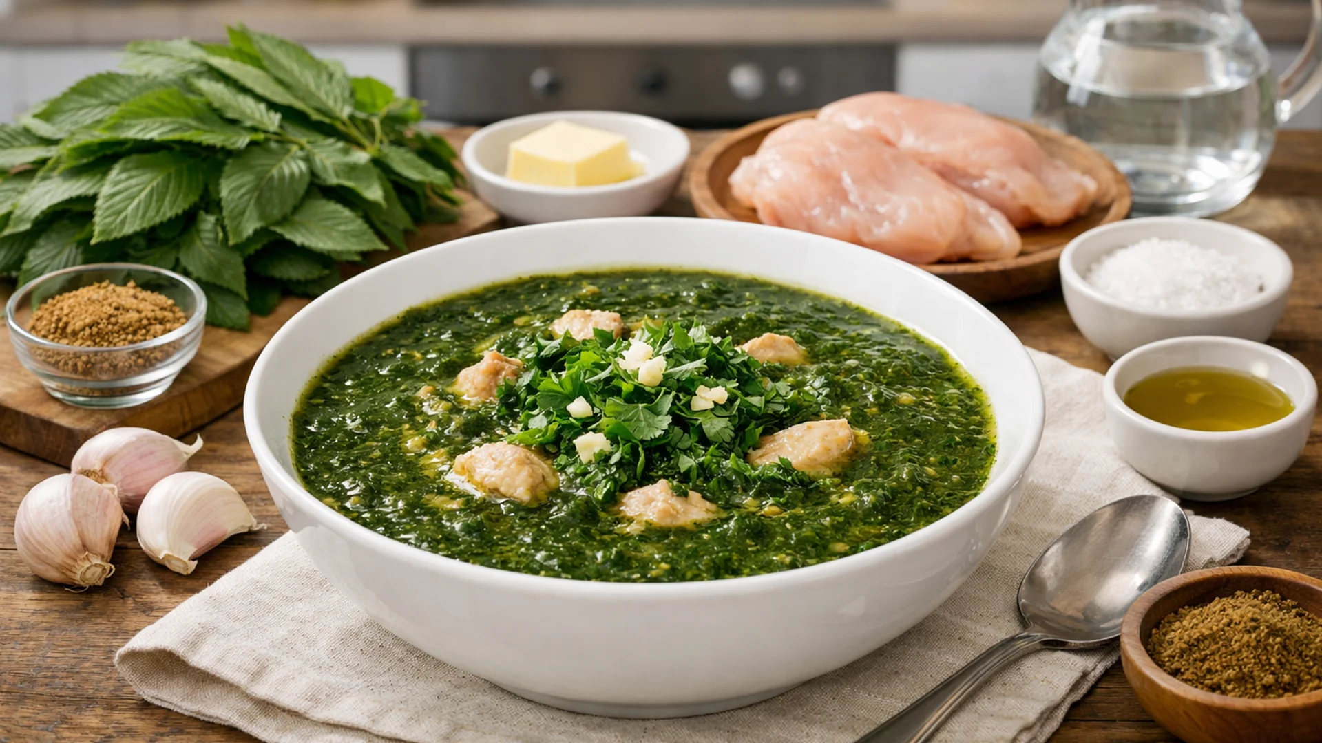 Фото блюда: Молохия суп из листьев джута