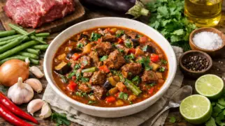 Фото рецепта: Ор лам рагу из мяса с овощами и травами с насыщенным вкусом