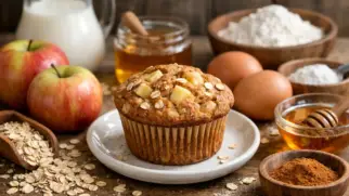 Фото рецепта: Овсяный маффин с яблоком мягкий и полезный для второго завтрака