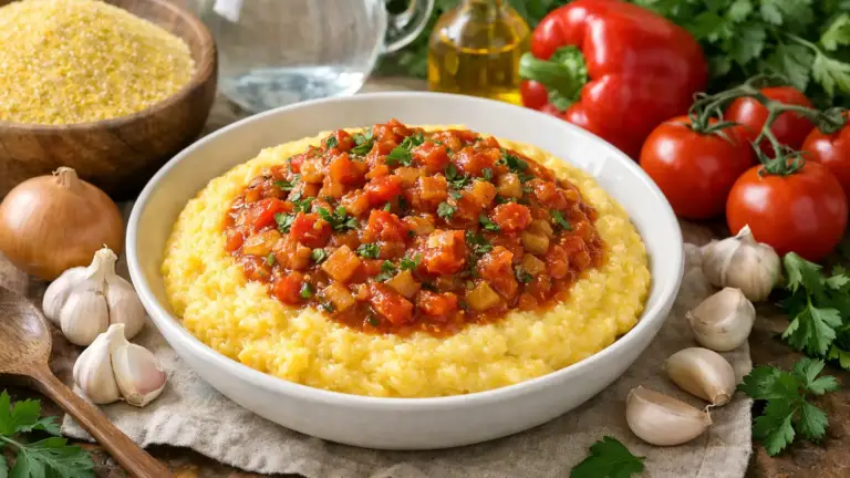 Фото блюда: Пап кукурузная каша с соусом по южноафрикански