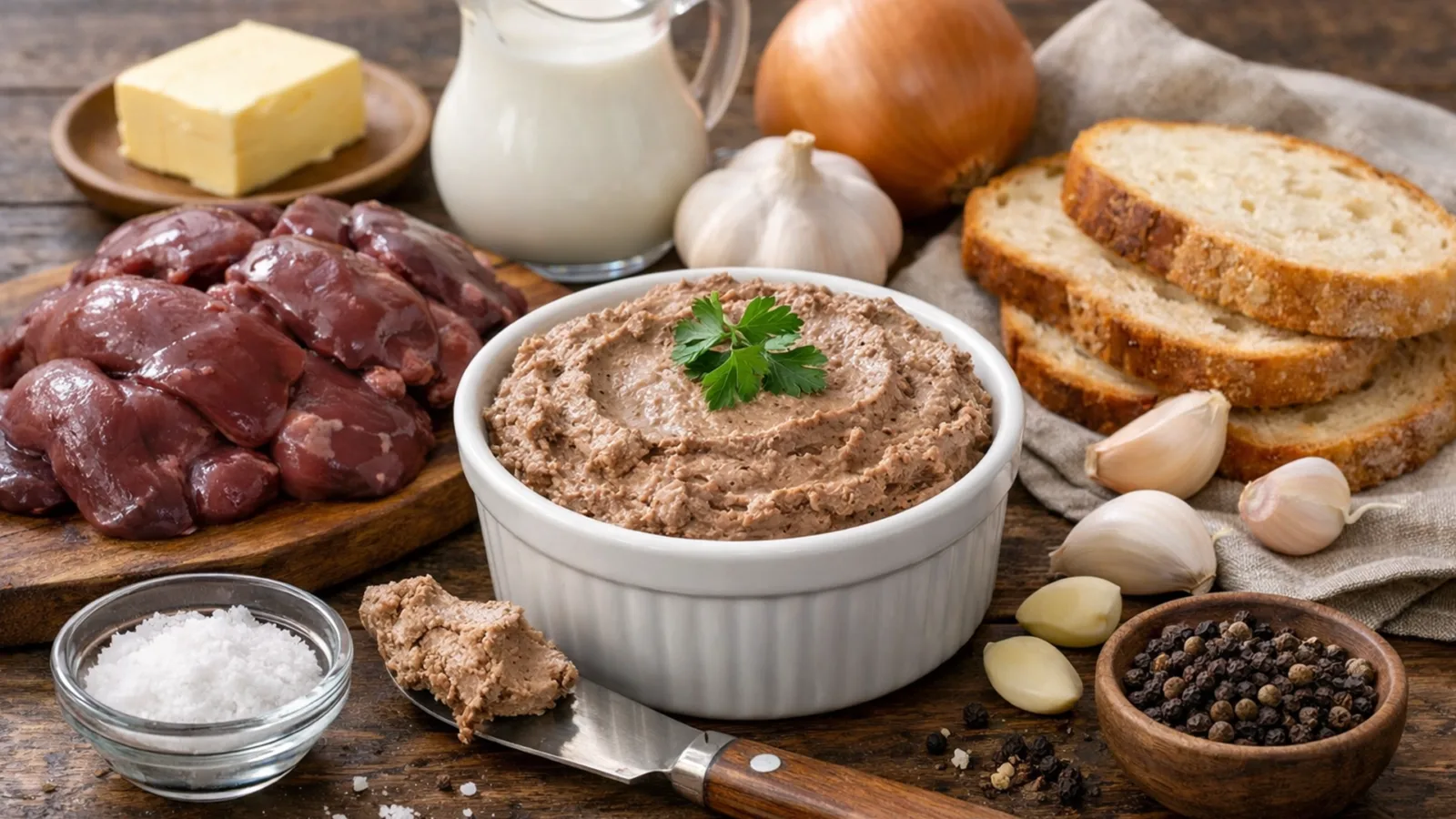 Фото блюда: Паштет из печени индейки с чесноком и сливками, нежный и ароматный, рецепт с фото