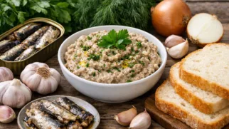 Фото рецепта: Паштет из сардин с чесноком и зеленью ароматный домашний вариант