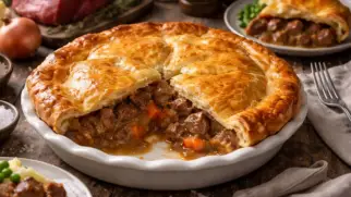 Фото рецепта: Пай с мясом и густой подливкой по новозеландскому рецепту