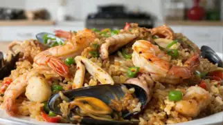 Фото рецепта: Перуанский жареный рис с морепродуктами