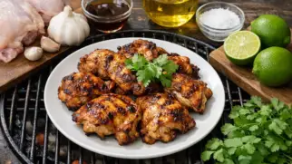 Фото рецепта: Пинг гай курица на гриле с чесноком с ароматной корочкой