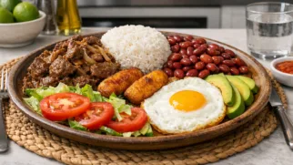 Фото рецепта: Плато типико традиционное блюдо с мясом и рисом