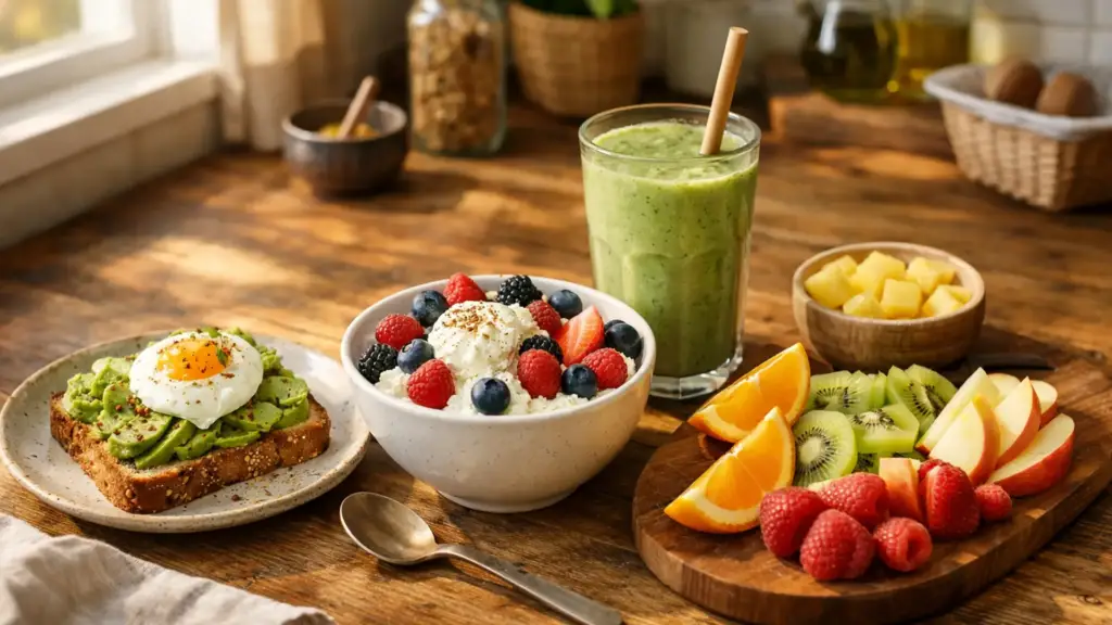 Полезные перекусы дома на кухонном столе